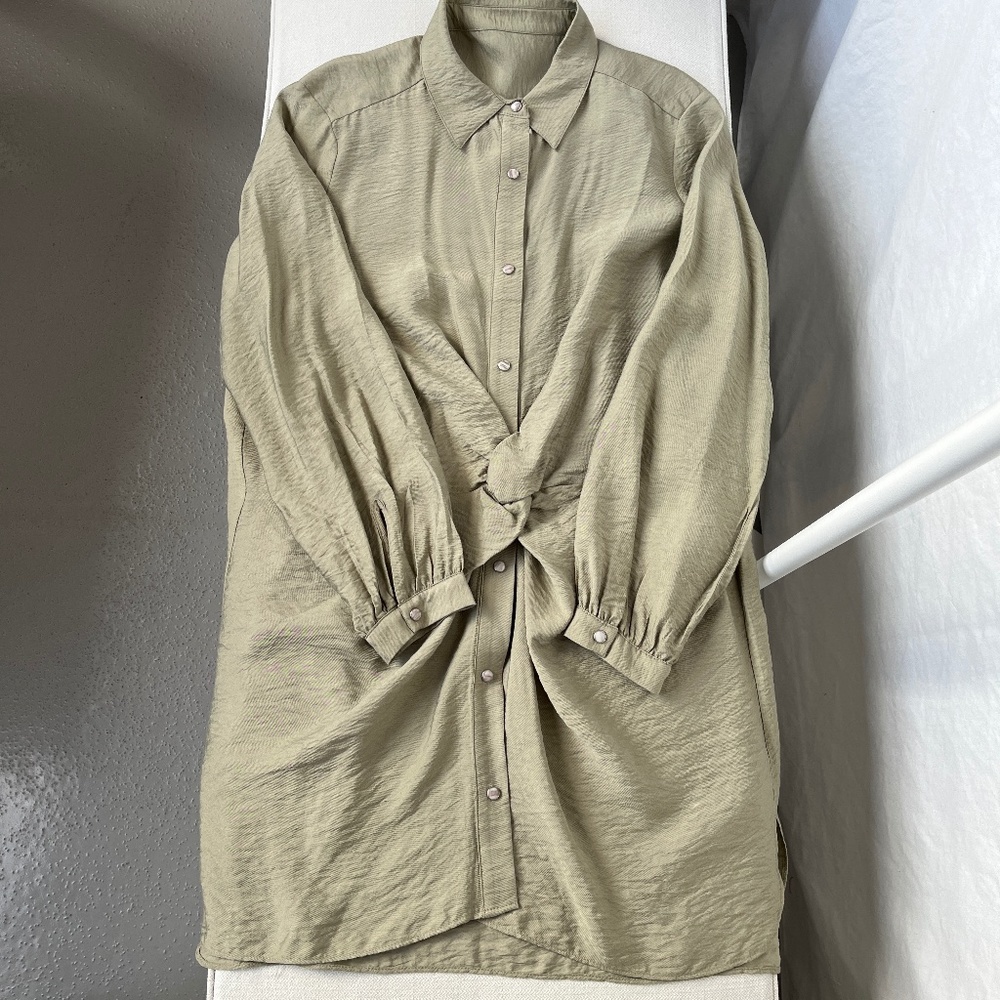 Zara Khaki Long Sleeve Dress